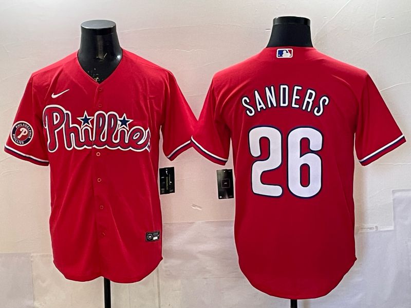 Men 2026 Nike Philadelphia Phillies #26 Sanders Red Game MLB Jersey 03
